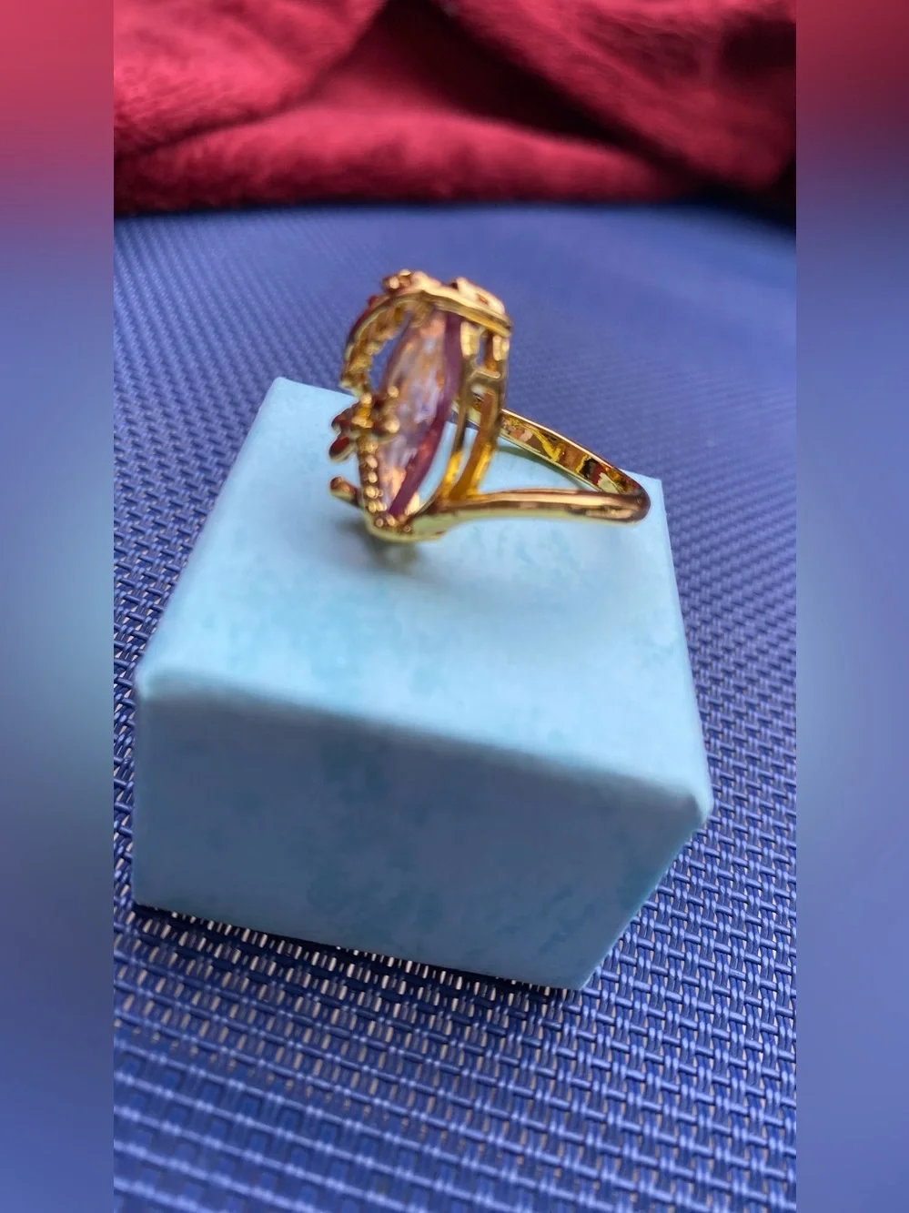 Gold Dragonfly Pink Crystal Ring - Picture 2 of 3